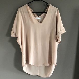 FRANCESCAS SILKY V NECK BLUSH